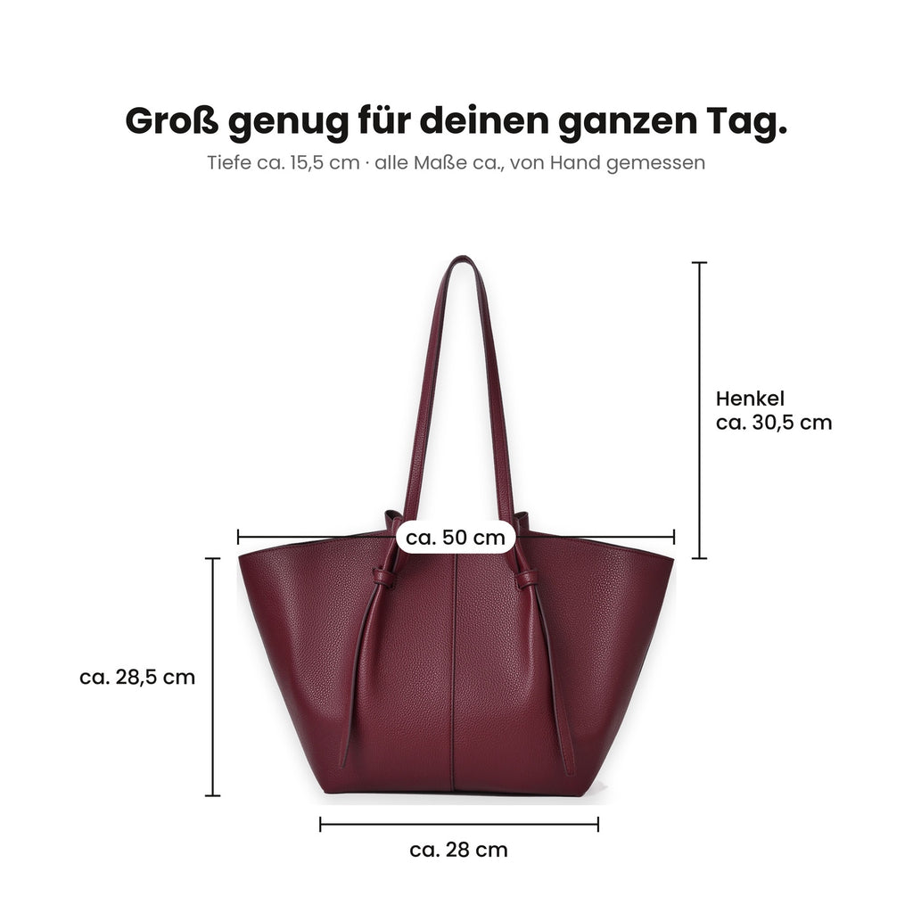 Verona Maße – ca. 50 cm oben, 28 cm unten, 28,5 cm hoch, 15,5 cm tief, Henkel ca. 30,5 cm